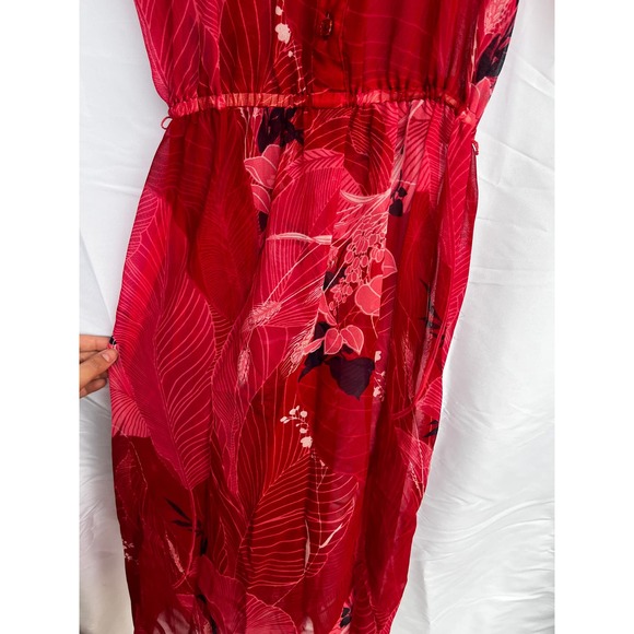 Vintage Parade New York Sheer Red Floral Dress Size 6 - Picture 5 of 5
